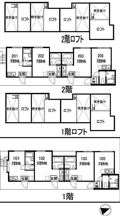 横浜市西区東久保町の一棟アパートの間取り