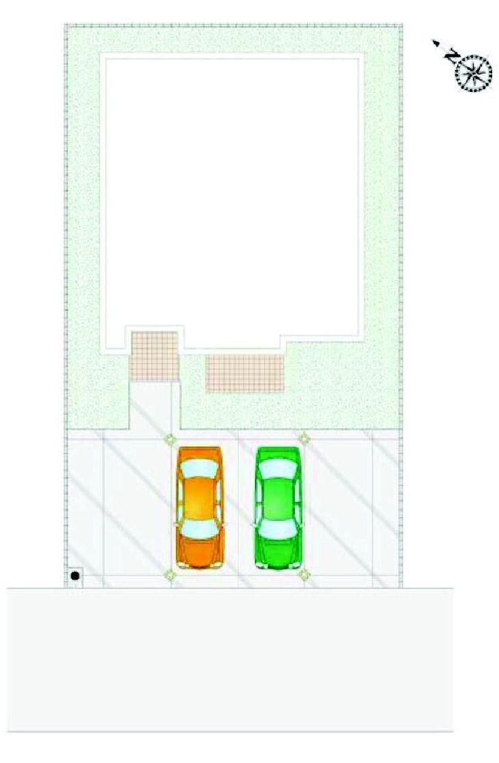 前橋市富士見町原之郷　2号棟　新築住宅（平屋）の区画図|駐車場4台ご用意しています！来客時も重宝します♪
並列駐車なので、車の出し入れもしやすいですよ！
