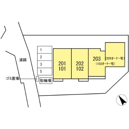 府中市押立町５丁目のアパートの区画図
