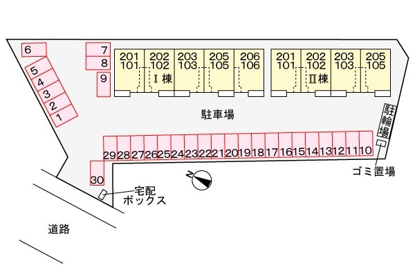 ポルトボヌールＫ　Ⅱの駐車場
