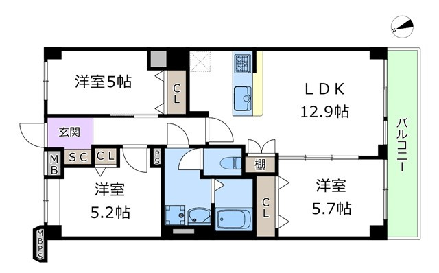 【間取り】 | 豊中緑ヶ丘サンハイツB棟 | エイブルにて取扱い可能な住宅ローンは、全部で10種類以上！お客様にピッタリの住宅ローンを当社のFPよりご案内させて頂きます。住宅ローンのご相談だけでも、お気軽にご相談下さいませ。
