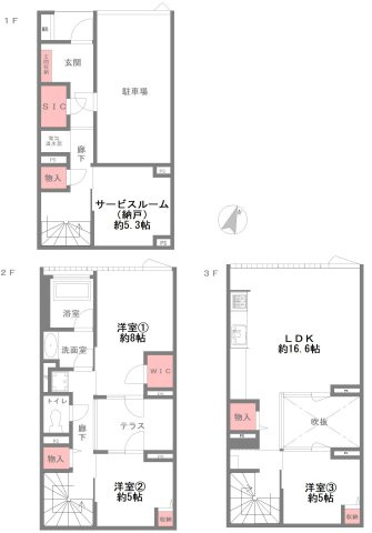 サンクタスコート芦屋バーティカル・ヴィラＣ棟の間取り