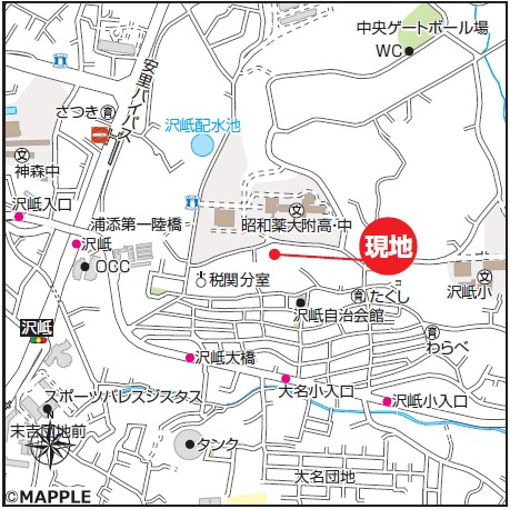 浦添市沢岻（全5棟）C号棟の地図|地図♪