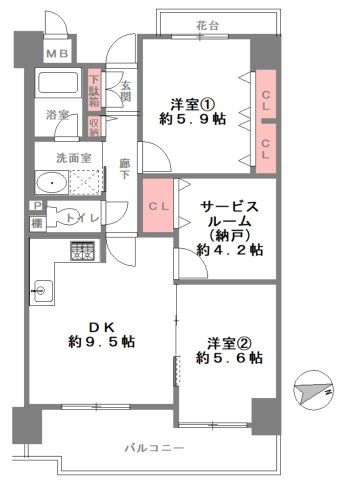 阪神住建グランディール阿倍野の間取り