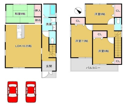 生駒郡斑鳩町龍田北　中古一戸建ての間取り