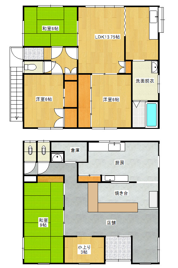 登別市中央町4丁目2-14店舗付戸建の間取り