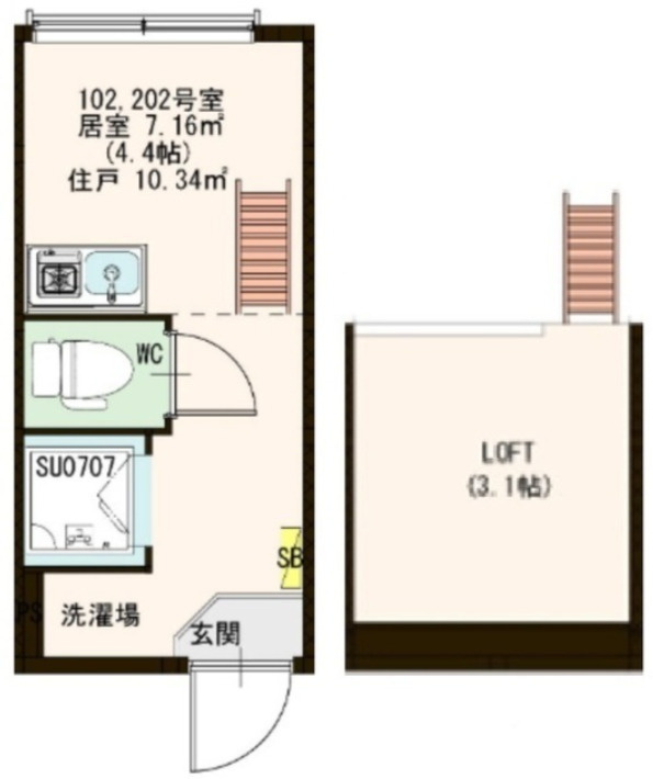 新宿区高田馬場２丁目のアパートの間取り