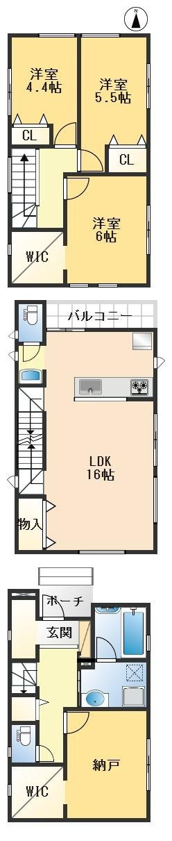 豊中市利倉西2丁目　新築戸建の間取り