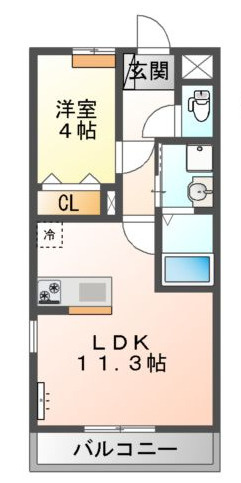熊本市東区健軍３丁目のアパートの間取り