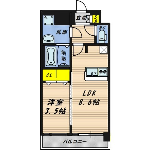 【間取り】 | プレサンス京橋GREEN　YARDアルミラ