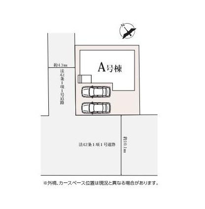 水戸市曙町1番　新築戸建の区画図