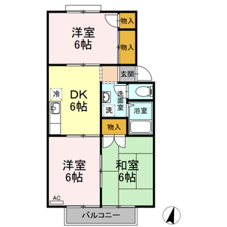 【間取り】 | グリーンパーク佐伯　B　D