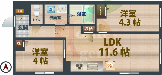 【間取り】 | 北新宿レーベル | 2LDKのお部屋です。