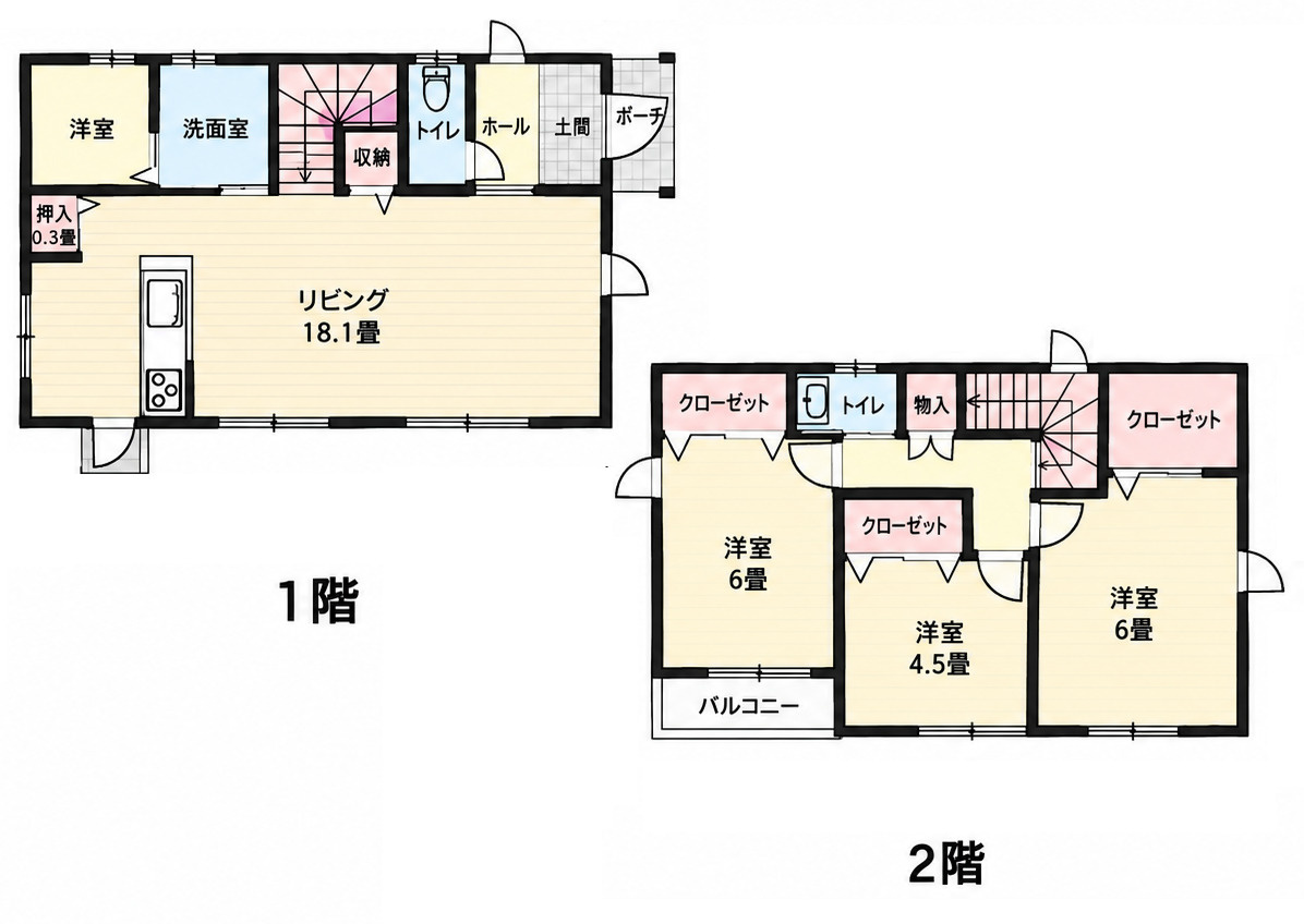 南区富合町杉島／1号棟の間取り