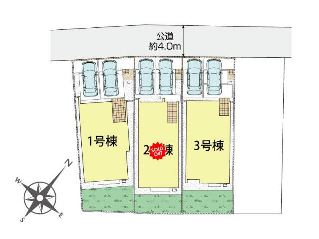 ブルーミングガーデン　千葉市稲毛区宮野木町４棟／１期３号棟の区画図|千葉市稲毛区宮野木町4棟区画図