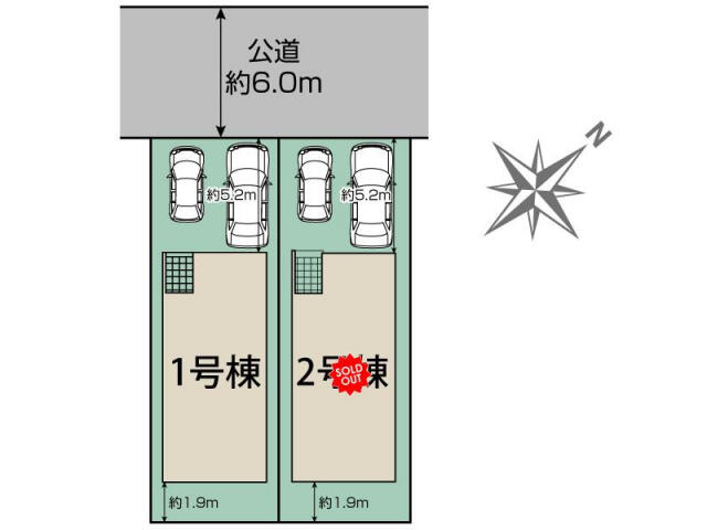ブルーミングガーデン　千葉市美浜区磯辺３丁目２棟／１期１号棟の区画図