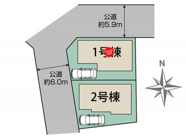 ブルーミングガーデン　千葉市緑区あすみが丘１丁目２棟／１期２号棟の区画図