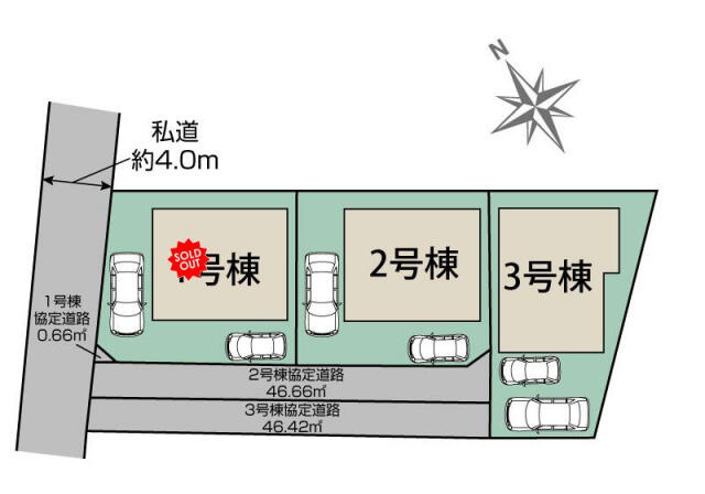 ブルーミングガーデン　千葉市緑区誉田町２丁目３棟／１期３号棟の区画図