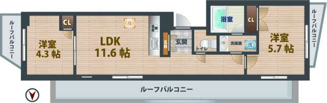 【間取り】 | 北新宿レーベル | 2LDKのお部屋です。