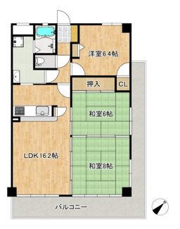 【間取り】 | ふぁみーゆ堺 | ２面引き回しバルコニー♪開放感もあり、風通しのいい住まいに気持も明るくなりますね！