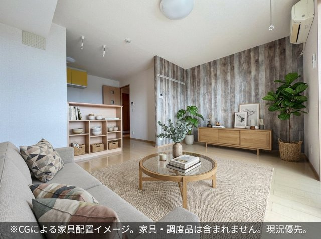 フローラＭ　Ⅱの居間・リビング|家具はCGのイメージ画像になります。※実際に家具は付いておりません。
