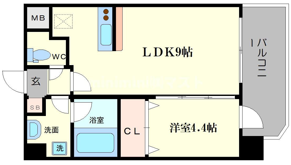 スプランディッド難波Ⅰの間取り