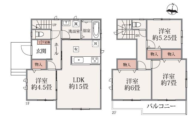 水戸市新原1丁目　新築戸建　A号棟　の間取り