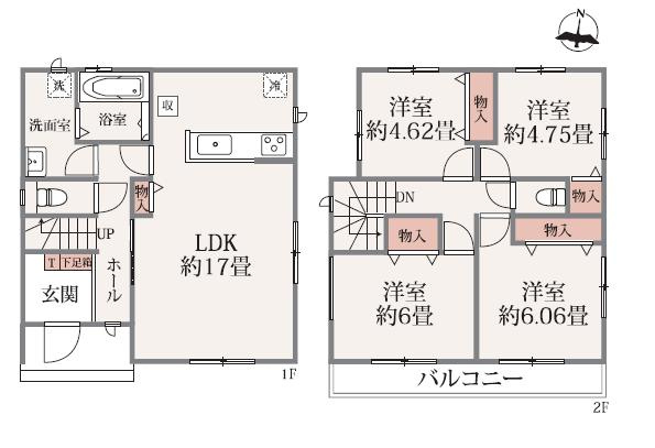 水戸市新原1丁目　新築戸建　B号棟　の間取り