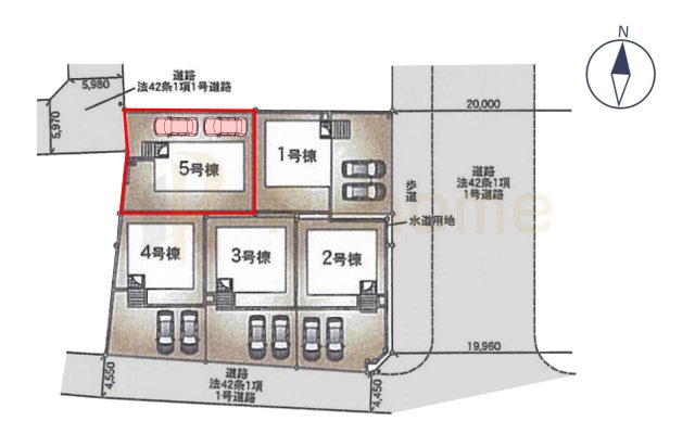 龍ケ崎市白羽第11　新築戸建て　5号棟の区画図|大きなお買い物だからこそ、メリット・デメリットを伝えさせて頂きます。
R-homeにお任せください♪