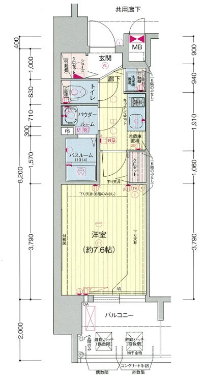 名古屋市中区栄５丁目の賃貸マンションの間取り