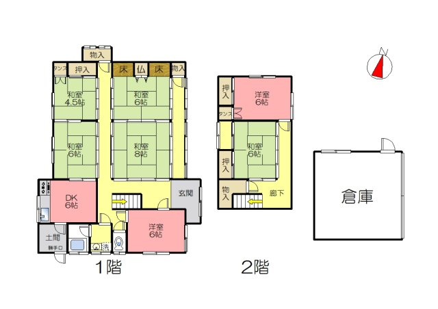 丹波市青垣町栗住野の中古一戸建の間取り
