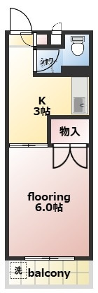 駒沢ハイム　南向き　家具家電付き　の間取り
