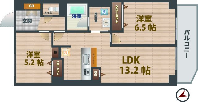 【間取り】 | ミリアレジデンス中野弥生町 | 2LDKのお部屋です。