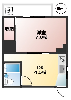 マンション竜宮　最上階　角部屋　2人入居相談の間取り