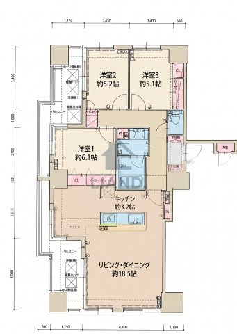 アクタス渡辺通パークシティ　春吉小学校区の間取り|アクタス渡辺通パークシティ