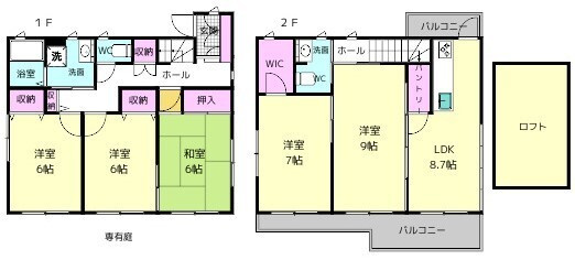 生駒市北新町の一戸建ての間取り