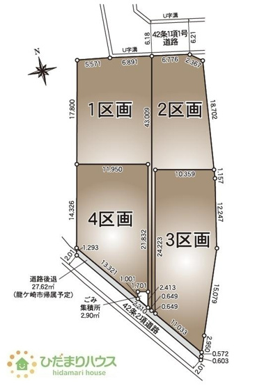 【土地図】 | 龍ケ崎市直鮒第2　売地　1区画 | 建築条件はありません！お好きなハウスメーカーで建築できます☆
（1区画）