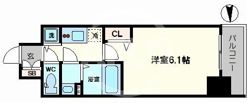 プレサンス難波駅前の間取り|開放感ある間取