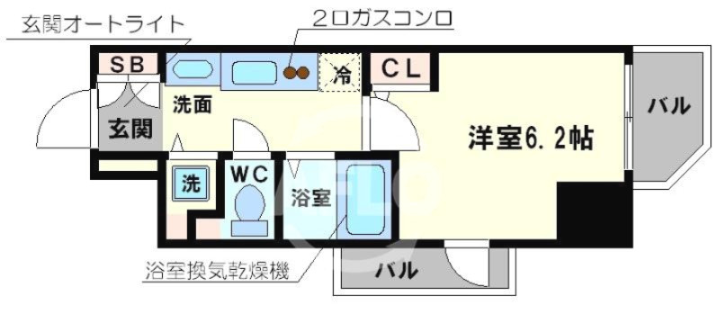 プレサンス心斎橋ルティアの間取り|プレサンス心斎橋ルティア　開放感ある間取り
