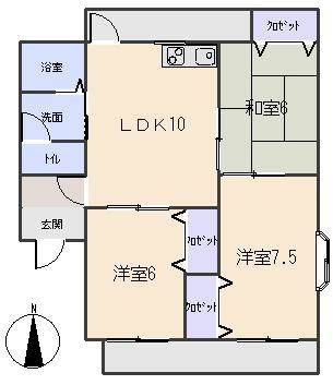 ファンタジー緑丘Ｂの間取り