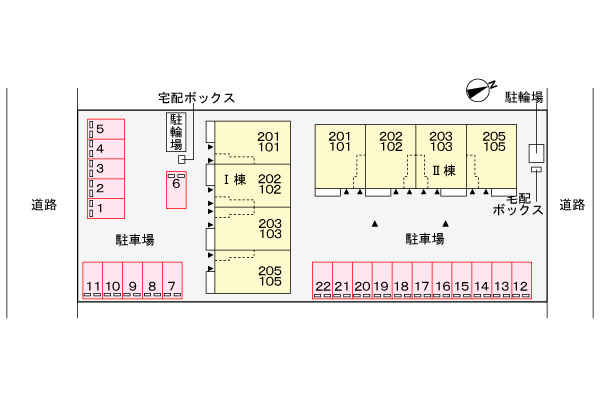 セレノードの駐車場