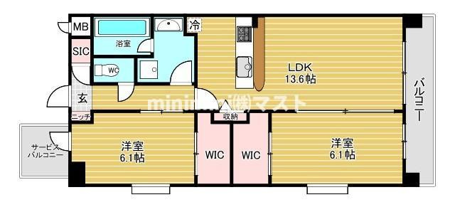 大阪市浪速区木津川１丁目の賃貸マンションの間取り