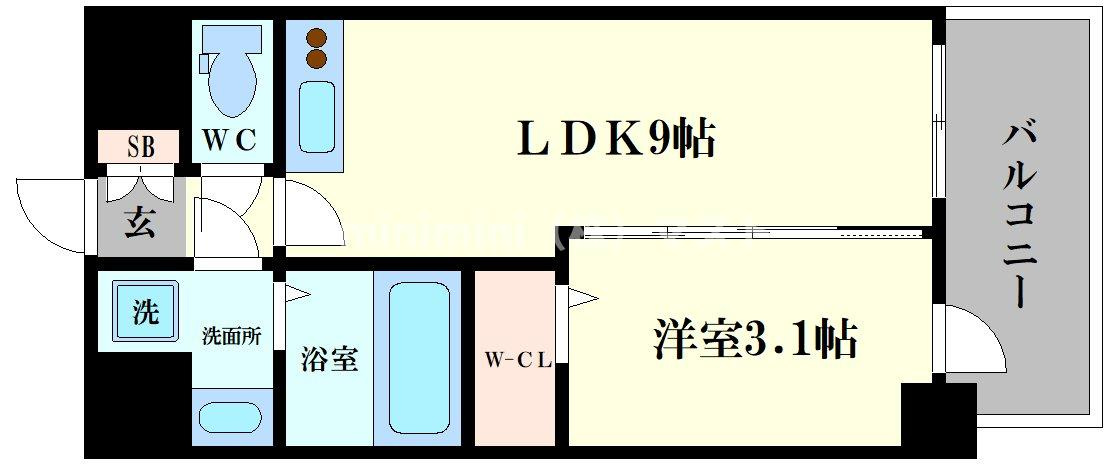 大阪市浪速区桜川４丁目の賃貸マンションの間取り