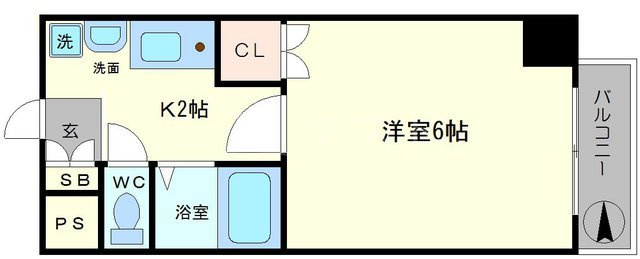 大阪市浪速区恵美須西３丁目の賃貸マンションの間取り