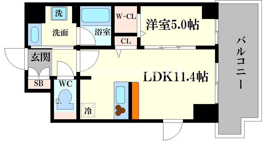 大阪市浪速区幸町３丁目の賃貸マンションの間取り
