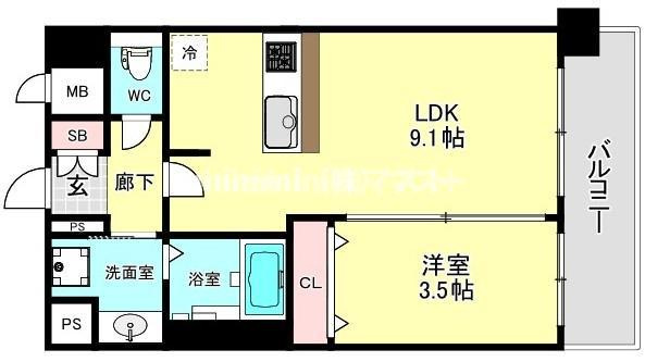 大阪市浪速区桜川４丁目の賃貸マンションの間取り
