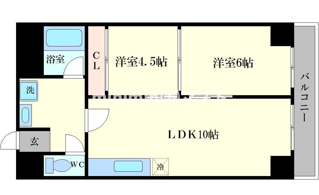 大阪市浪速区難波中３丁目の賃貸マンションの間取り