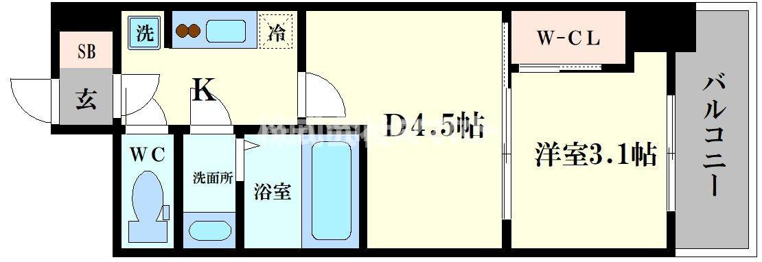 大阪市浪速区桜川１丁目の賃貸マンションの間取り