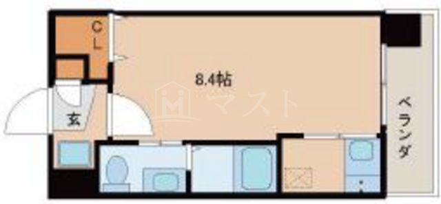 大阪市浪速区恵美須西３丁目の賃貸マンションの間取り