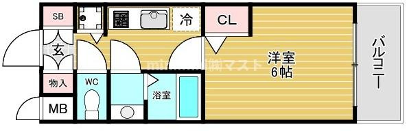 大阪市浪速区敷津西１丁目の賃貸マンションの間取り